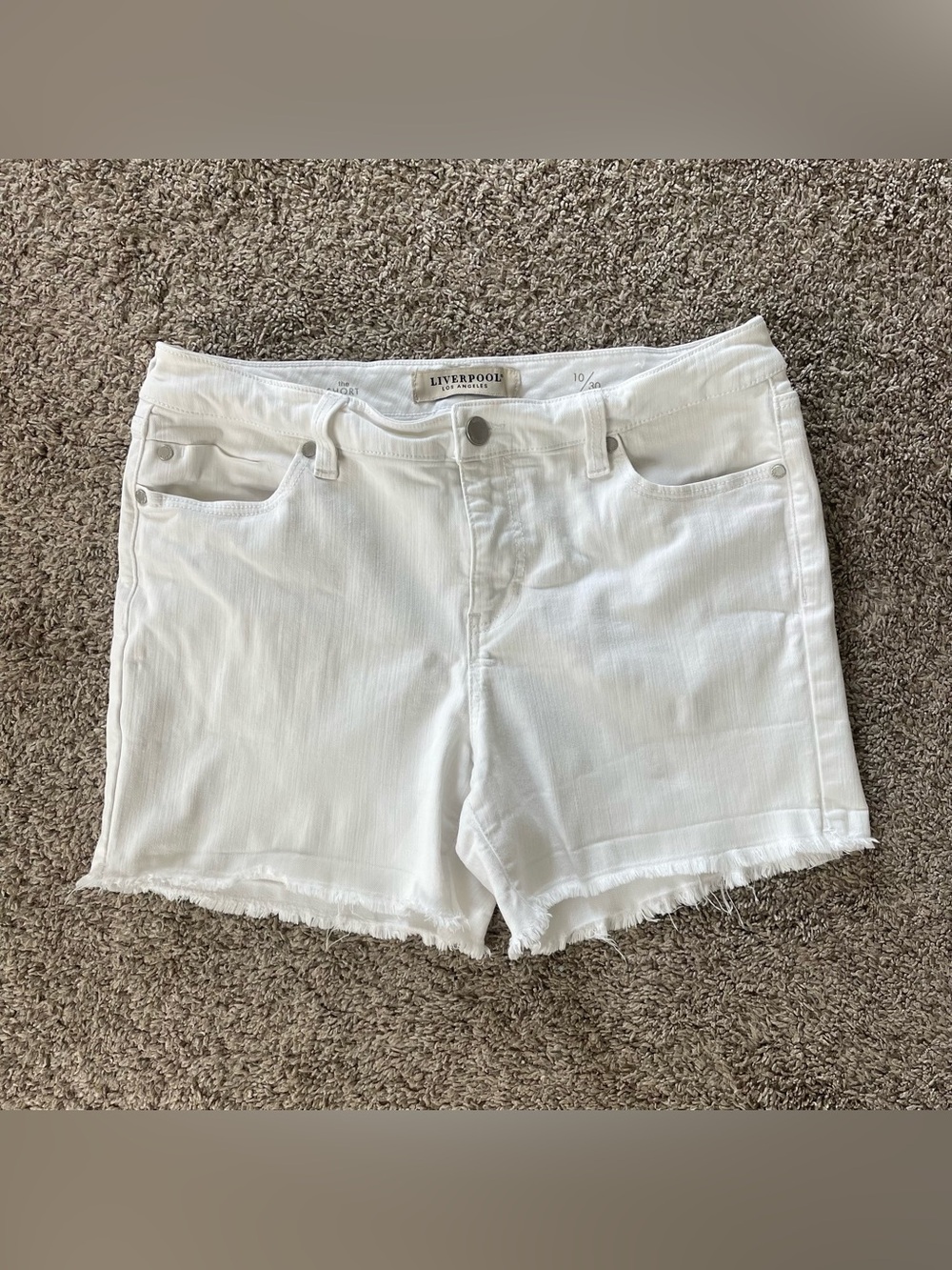 Liverpool The Short white frayed denim shorts